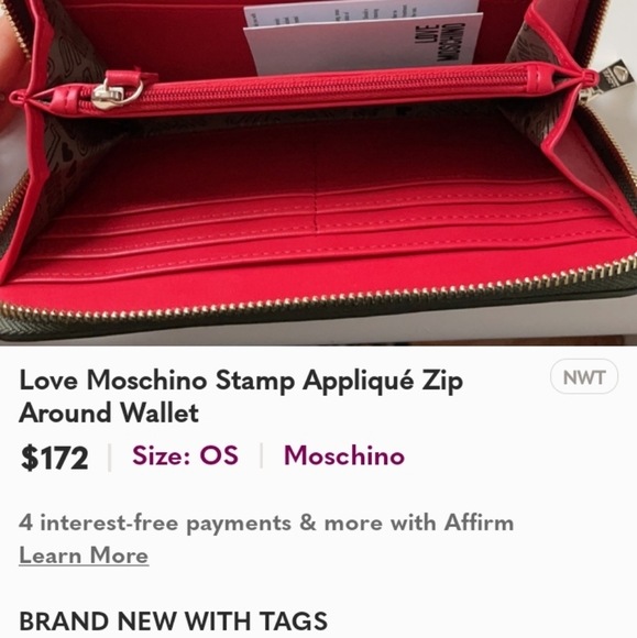 Love Moschino Stamp Applique Zip Around Wallet "used" - Picture 12 of 12